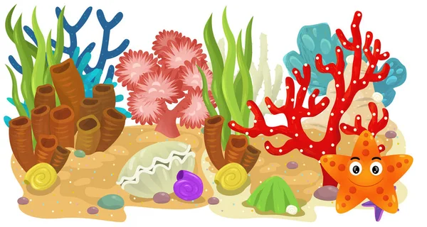 Tecknad Scen Med Korallrev Trädgård Isolerat Element Illustration För Barn — Stockfoto