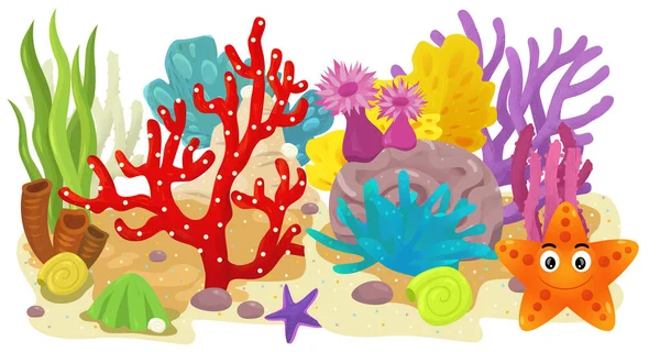 Cartoon Scene Coral Reef Garden Isolated Element Illustration Children — Stock Photo, Image