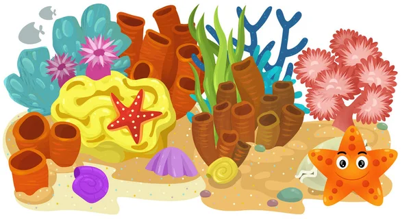 Escena Dibujos Animados Con Jardín Arrecife Coral Elemento Aislado Ilustración —  Fotos de Stock