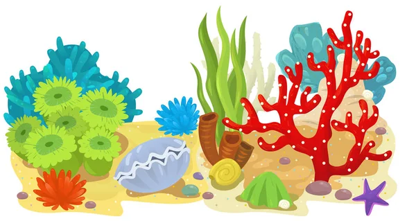 Scena Dei Cartoni Animati Con Giardino Barriera Corallina Elemento Isolato — Foto Stock