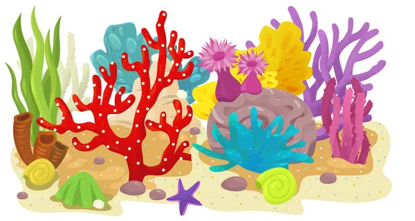 Scena Kreskówek Rafą Koralową Ogród Izolowany Element Ilustracja Dla Dzieci — Zdjęcie stockowe