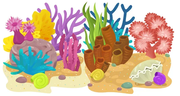 Scena Dei Cartoni Animati Con Giardino Barriera Corallina Elemento Isolato — Foto Stock
