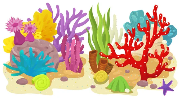 Cartoon Scene Coral Reef Garden Isolated Element Illustration Children — Stock Photo, Image