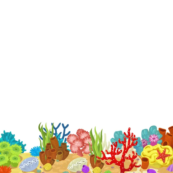 Cena Dos Desenhos Animados Com Recife Coral Jardim Elemento Isolado — Fotografia de Stock