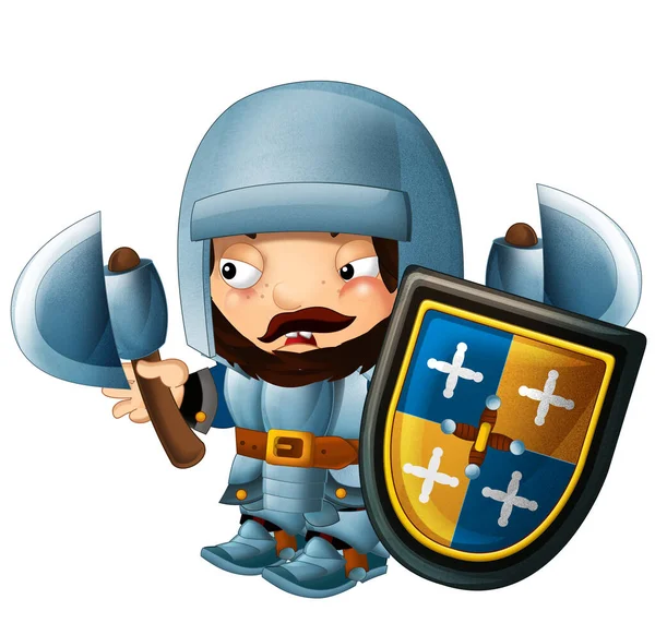 stock image cartoon scene with medieval happy knight in armor isolated illustration for kids