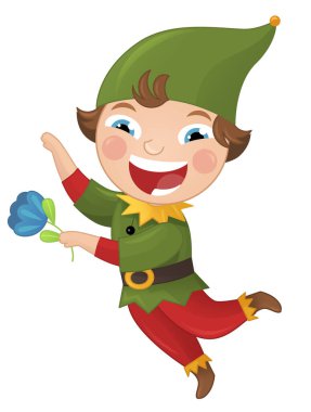 Çizgi film sahnesinde neşeli, neşeli cüce çocuklar için izole edilmiş.