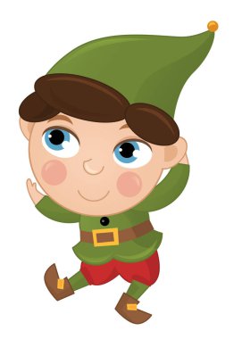 Çizgi film sahnesinde neşeli, neşeli cüce çocuklar için izole edilmiş.