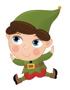 Çizgi film sahnesinde neşeli, neşeli cüce çocuklar için izole edilmiş.