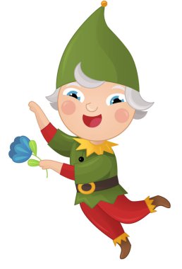 Çizgi film sahnesinde neşeli, neşeli cüce çocuklar için izole edilmiş.