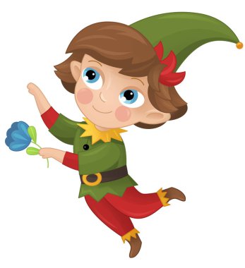 Çizgi film sahnesinde neşeli, neşeli cüce çocuklar için izole edilmiş.