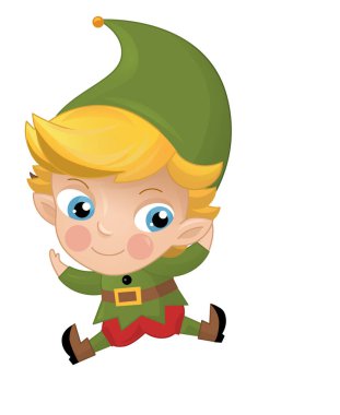 Çizgi film sahnesinde neşeli, neşeli cüce çocuklar için izole edilmiş.