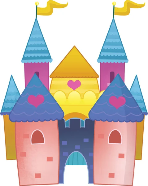 Kreskówka Piękne Kolorowe Średniowieczny Zamek Ilustracja Dla Dzieci — Zdjęcie stockowe