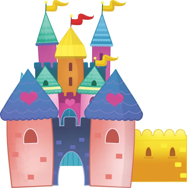 漫画子供のための美しくカラフルな中世の城のイラスト — ストック写真