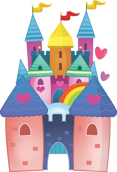 Karikatur Schöne Und Bunte Mittelalterliche Burg Illustration Für Kinder — Stockfoto