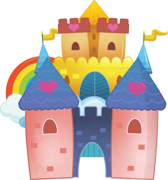 Desenho Animado Bonito Colorido Medieval Castelo Ilustração Para Crianças — Fotografia de Stock