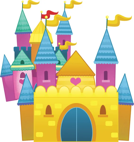 Dibujo Animado Hermoso Colorido Castillo Medieval Ilustración Para Niños —  Fotos de Stock