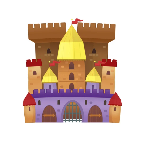 Cartoon Beautiful Colorful Medieval Castle Isolated Illustration Kids — Stock Photo, Image