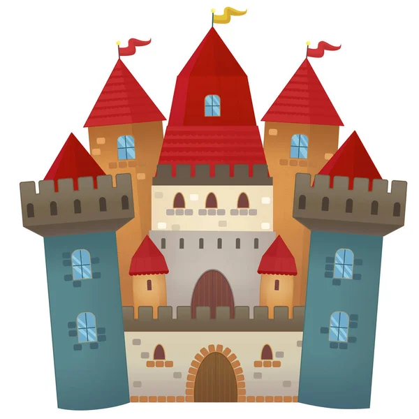 卡通画 华丽多彩的中世纪城堡 为孩子们制作的孤立的插图 — 图库照片