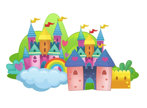 Desenho Animado Bonito Colorido Castelo Medieval Isolado Ilustração Para Crianças — Fotografia de Stock