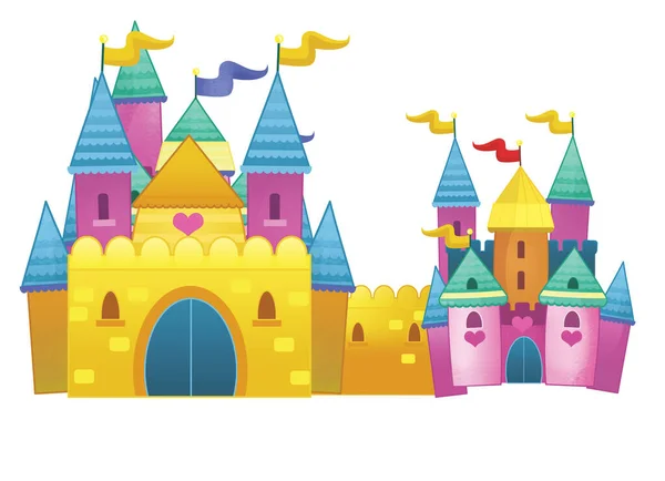 Dibujo Animado Hermoso Colorido Castillo Medieval Ilustración Aislada Para Niños — Foto de Stock