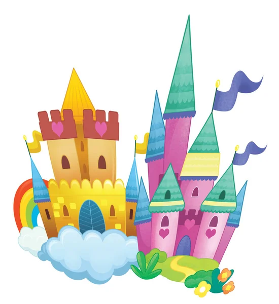 stock image cartoon beautiful and colorful medieval castle isolated illustration for kids