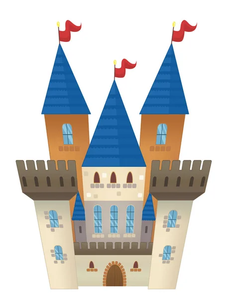 Dibujo Animado Hermoso Colorido Castillo Medieval Ilustración Aislada Para Niños —  Fotos de Stock