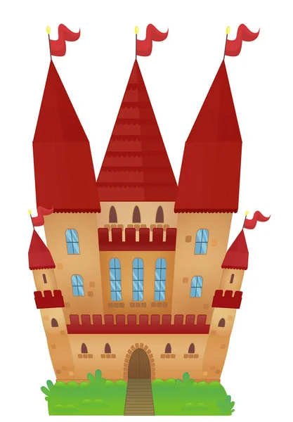 Мультфильм Красивый Красочный Средневековый Замок Изолированные Иллюстрации Детей — стоковое фото