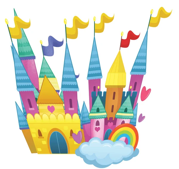 stock image cartoon beautiful and colorful medieval castle isolated illustration for kids