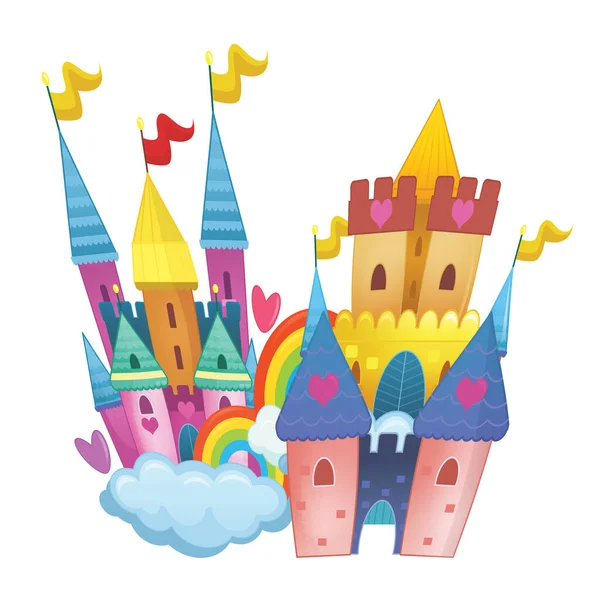 Dibujo Animado Hermoso Colorido Castillo Medieval Ilustración Aislada Para Niños — Foto de Stock