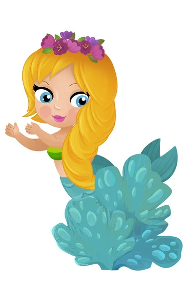 Cartoon Szene Mit Meerjungfrau Prinzessinnen Die Der Nähe Von Korallenriffen — Stockfoto