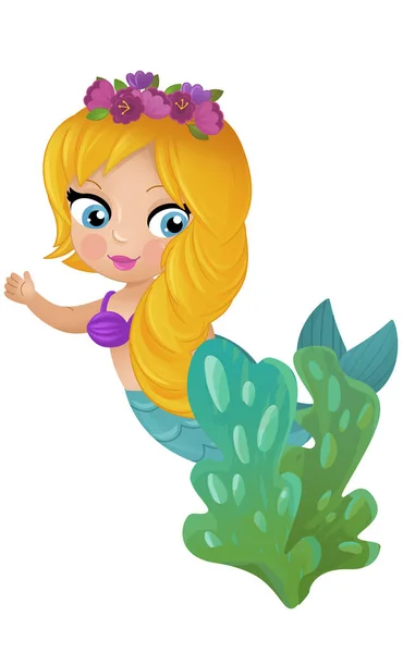 Cartoon Szene Mit Meerjungfrau Prinzessinnen Die Der Nähe Von Korallenriffen — Stockfoto