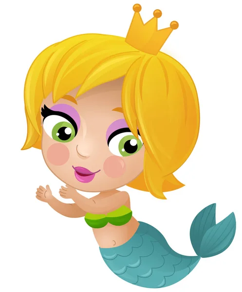 Cartoon Scene Mermaid Princesss Wimming Coral Reef Isolated Illustration Children — Stock Photo, Image