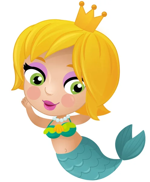 Scena Cartone Animato Con Sirena Principesse Wimming Vicino Barriera Corallina — Foto Stock