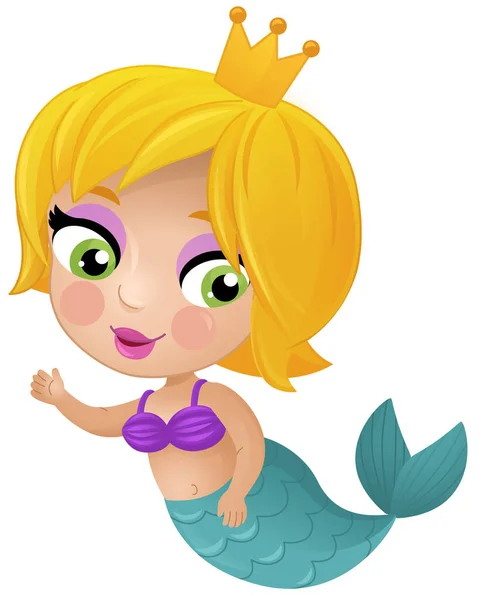 Cartoon Scene Mermaid Princesss Wimming Coral Reef Isolated Illustration Children — Stock Photo, Image