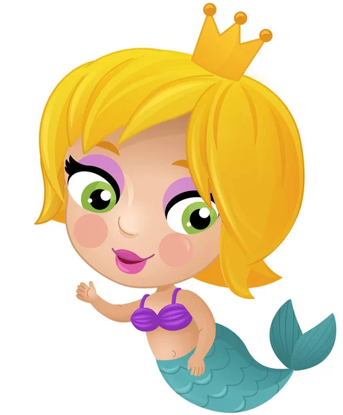 Cartoon Scene Met Zeemeermin Prinsessen Zwemmen Buurt Koraalrif Geïsoleerde Illustratie — Stockfoto