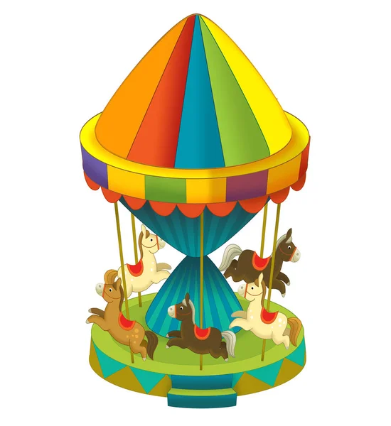 Cartoon Scene Colorful Funfair Element Carousel Isolated Illustration Kids — Stock Photo, Image