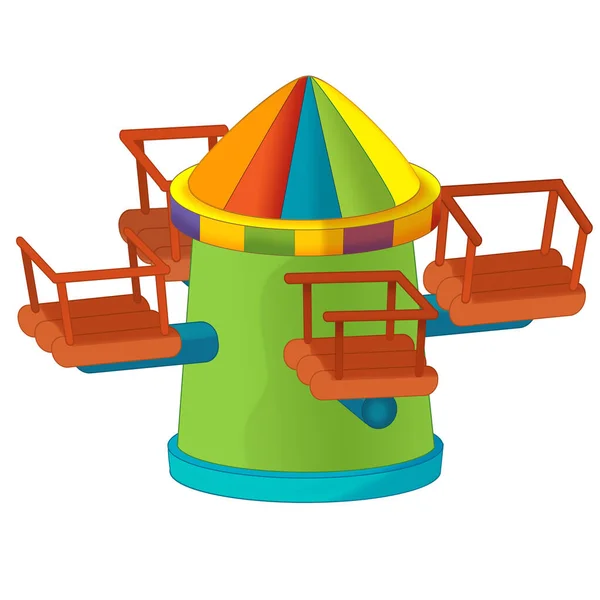 Cartoon Scene Colorful Funfair Element Carousel Isolated Illustration Children — Stock Photo, Image