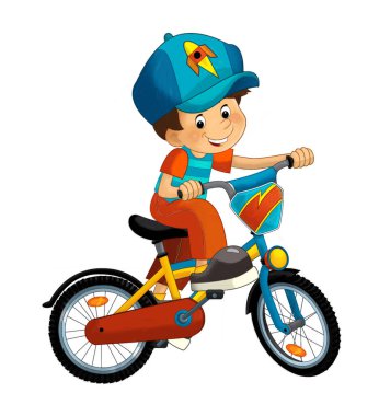 Mutlu bir çocuğun eğlenceli bir şeyler yaptığı komik bir çizgi film sahnesi.