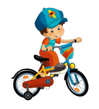 Mutlu bir çocuğun eğlenceli bir şeyler yaptığı komik bir çizgi film sahnesi.