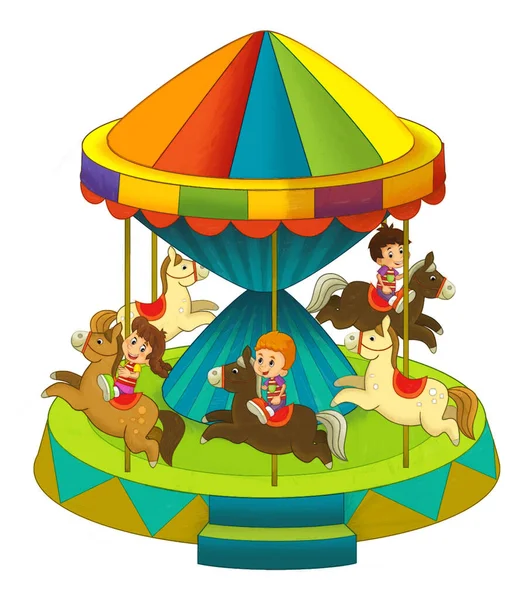 Cena Desenhos Animados Com Crianças Brincando Parque Diversões Divertido Playground — Fotografia de Stock