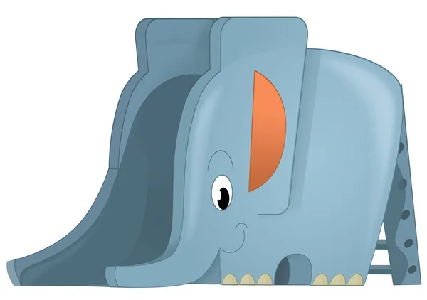 Cartoon Szene Mit Elefantenspielzeug Von Spielplatz Isolierte Illustration Für Kinder — Stockfoto