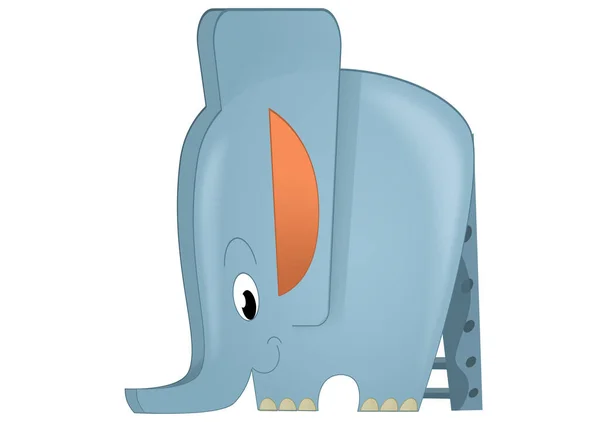 Cartoon Szene Mit Elefantenspielzeug Von Spielplatz Isolierte Illustration Für Kinder — Stockfoto