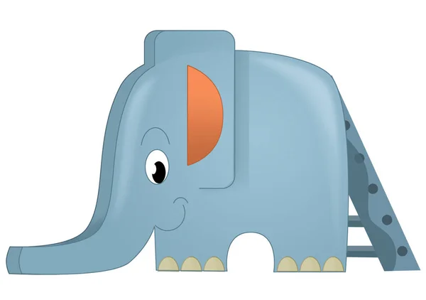 Escena Dibujos Animados Con Elefante Elemento Juguete Patio Ilustración Aislada — Foto de Stock