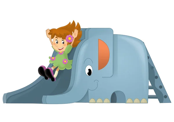 Cena Dos Desenhos Animados Com Elemento Brinquedo Elefante Ilustração Isolada — Fotografia de Stock