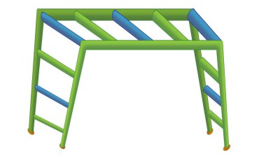 Çocuklar için izole edilmiş resimlere tırmanmak için renkli çocuk parkı merdiveni olan çizgi film sahnesi