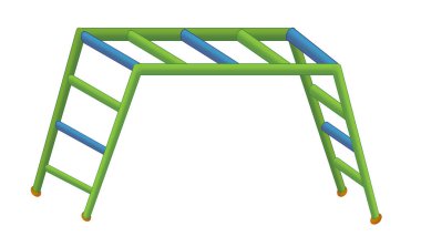Çocuklar için izole edilmiş resimlere tırmanmak için renkli çocuk parkı merdiveni olan çizgi film sahnesi