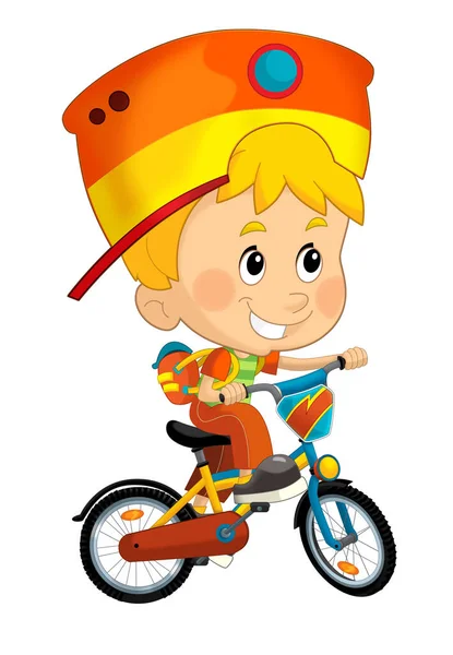 Adegan Kartun Dengan Anak Kecil Naik Sepeda Untuk Kesenangan Ilusi — Stok Foto