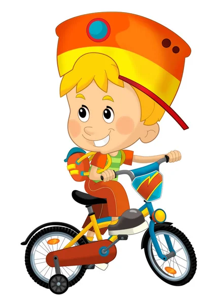Σκηνή Κινουμένων Σχεδίων Μικρό Αγόρι Ιππασία Ένα Ποδήλατο Για Διασκέδαση — Φωτογραφία Αρχείου