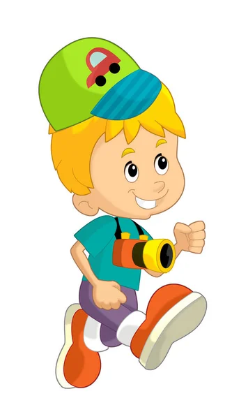 Cartoon Scene Young Boy Teenager Playing Having Fun Smiling Isolated — Stock Photo, Image