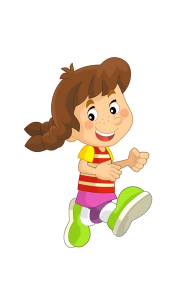 Cartoon Scene Young Girl Teenager Playing Having Fun Smiling Isolated — Stock Photo, Image